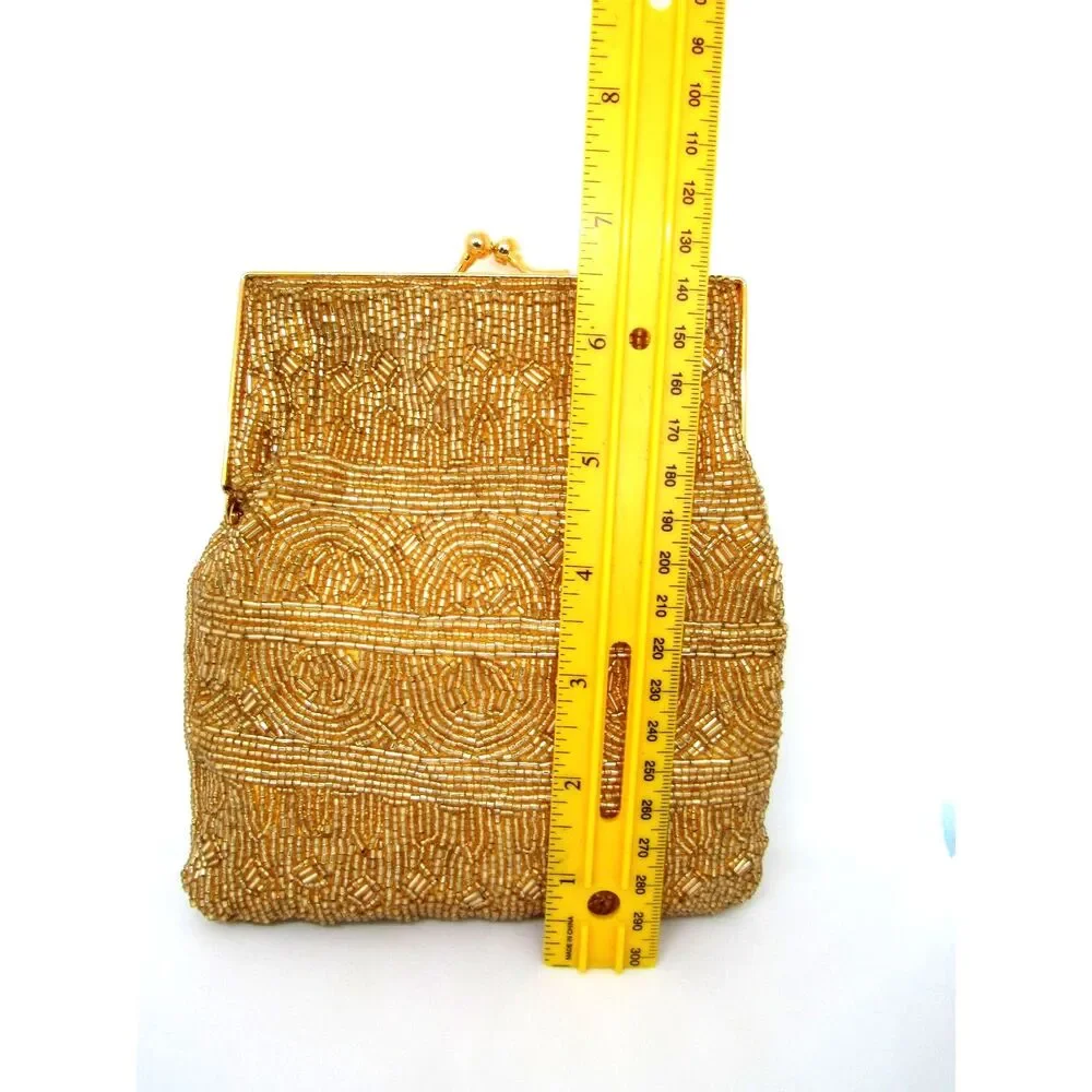 Hillard & Hanson Vintage bag pouch evening purse beaded art nouveau design